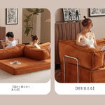 ヴィンテージ風 ファブリックソファーベッド｜モジュール式 圧縮タイプ 直線型 2〜3人掛け カバー洗濯可 折りたたみ リビング用 qsjj-0203-22