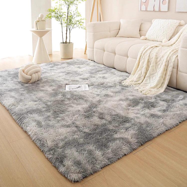 パープル カラフル シャギーラグ 厚手ラグマット 長毛 カーペット リビング 寝室 洗える 絞り染めデザイン おしゃれ ryjf-15