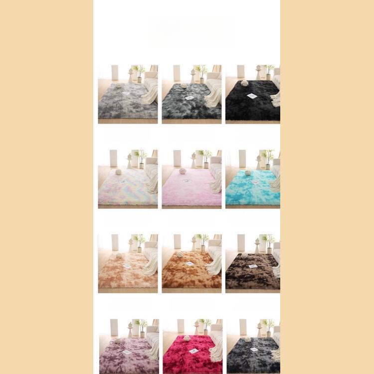 パープル カラフル シャギーラグ 厚手ラグマット 長毛 カーペット リビング 寝室 洗える 絞り染めデザイン おしゃれ ryjf-15