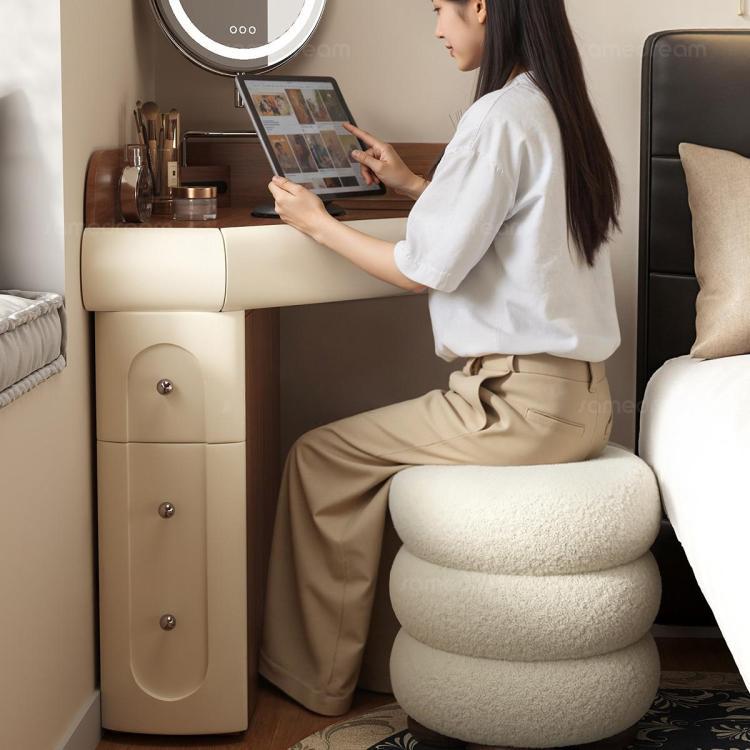コーナードレッサー ドレッサーテーブル コンパクト 化粧台 実木調 寝室 小型 省スペース 角置き おしゃれ sm-0409-73