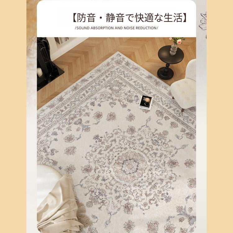 フェイクカシミヤ調 ラグマット リビングラグ フレンチクリーム風 カーペット 軽奢風 高級感 寝室 拭くだけ簡単 wdly-17