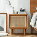 ナイトテーブル ブラウン チェリー材 ラタン xbjj-xzctg-nighttable