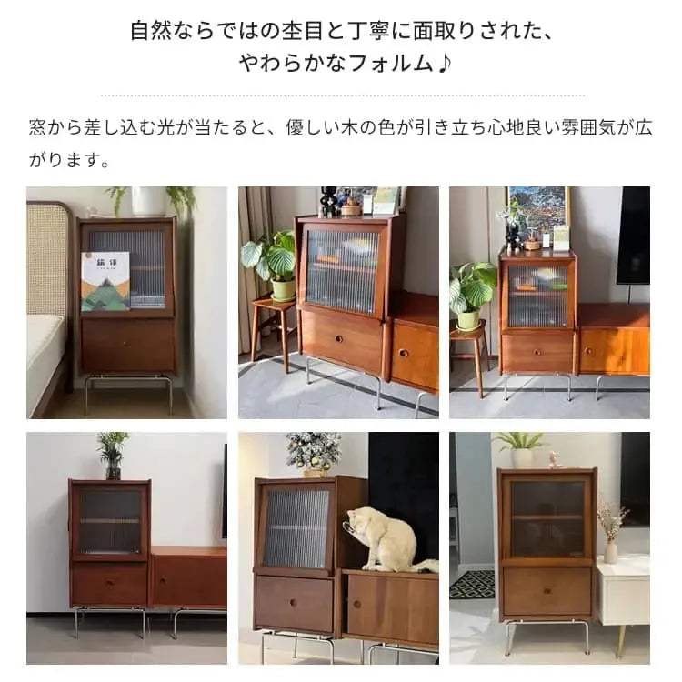 ラック ブラウン ツゲ材 モールガラス xbjj-yyxbg-cabinet