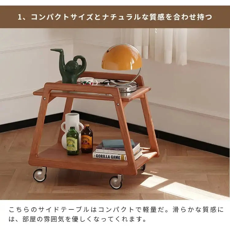 ラック ナチュラル チェリー材 モールガラス xbjj-yyxtc-sidetable