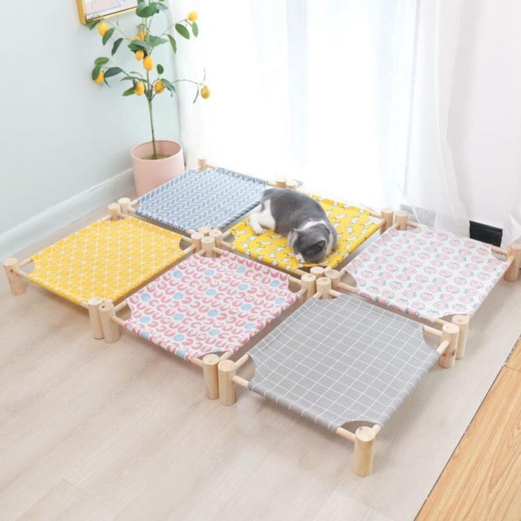 ペット用コット 犬猫兼用 ベッド 木製フレーム 通気性 夏用 洗える 取り外し可能 四季対応 ペットマット おしゃれ xmm-0409-76