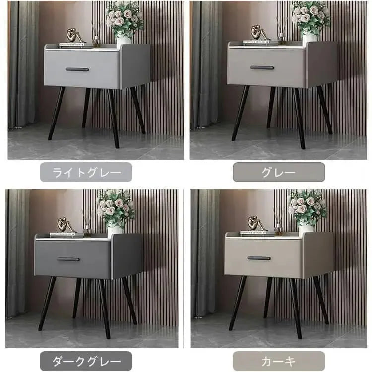ナイトテーブル ホワイト ベージュ ライトグレー ダークグレー カーキ ブラウン グレー オレンジ セラミック 天然木 yk-09-nighttable