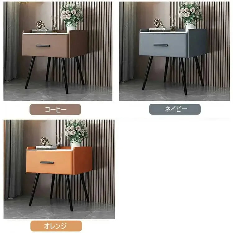 ナイトテーブル ホワイト ベージュ ライトグレー ダークグレー カーキ ブラウン グレー オレンジ セラミック 天然木 yk-09-nighttable