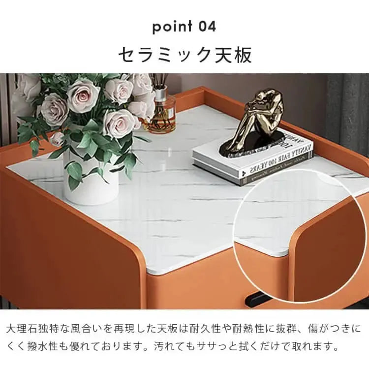 ナイトテーブル ホワイト ベージュ ライトグレー ダークグレー カーキ ブラウン グレー オレンジ セラミック 天然木 yk-09-nighttable