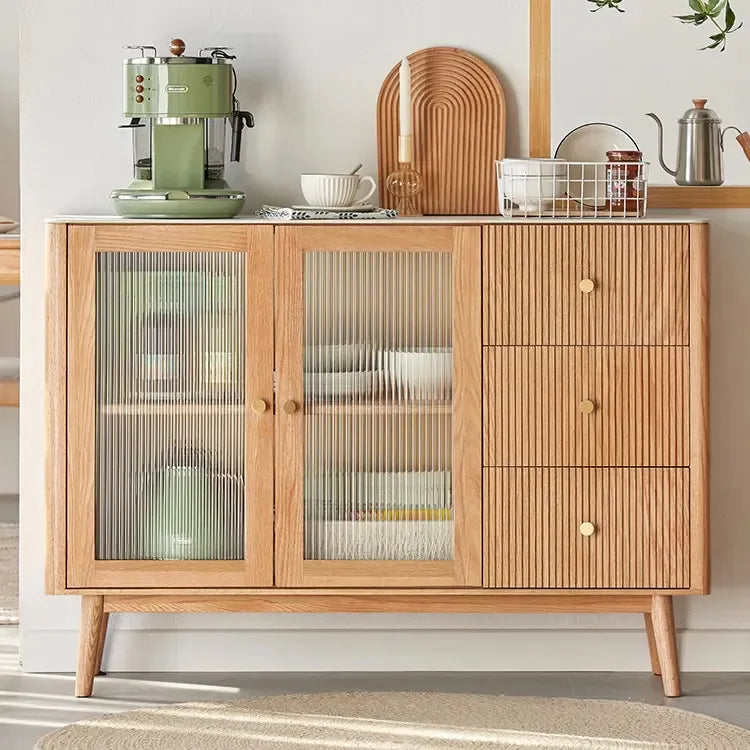 キャビネット ナチュラル ブラウン オーク材 キリ材 ガラス ysys-a1144-cupboard