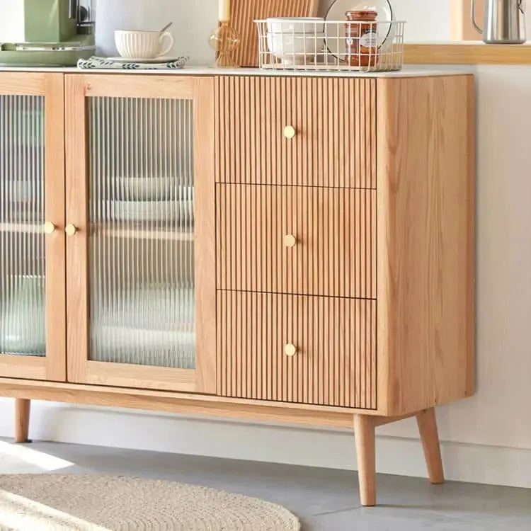 キャビネット ナチュラル ブラウン オーク材 キリ材 ガラス ysys-a1144-cupboard