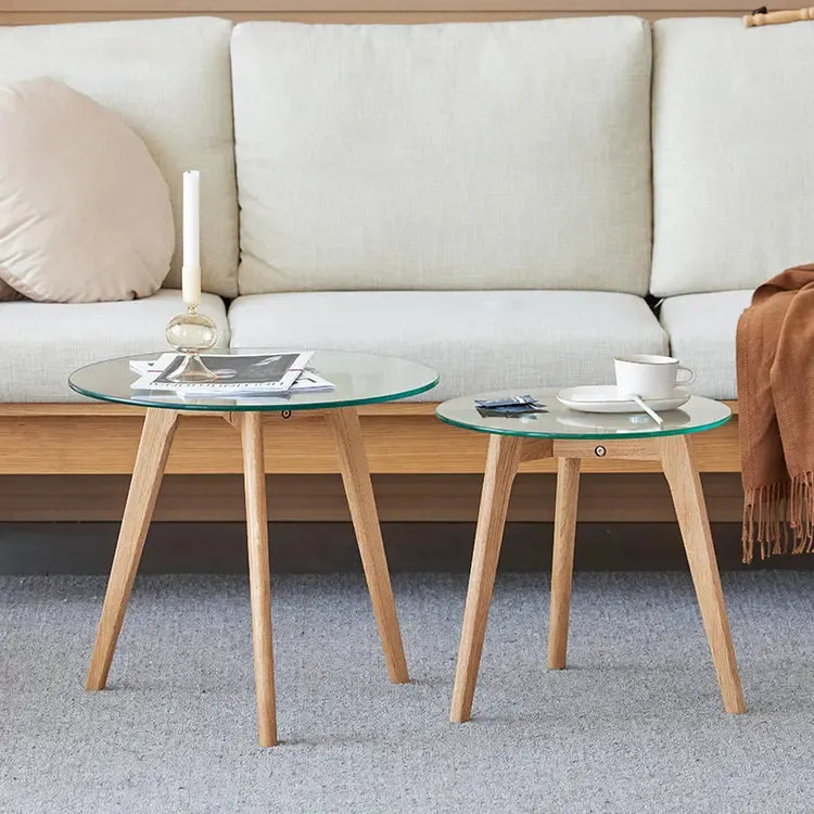 センターテーブル ナチュラル オーク材 強化ガラス ysys-a1186-table