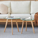 センターテーブル ナチュラル オーク材 強化ガラス ysys-a1186-table