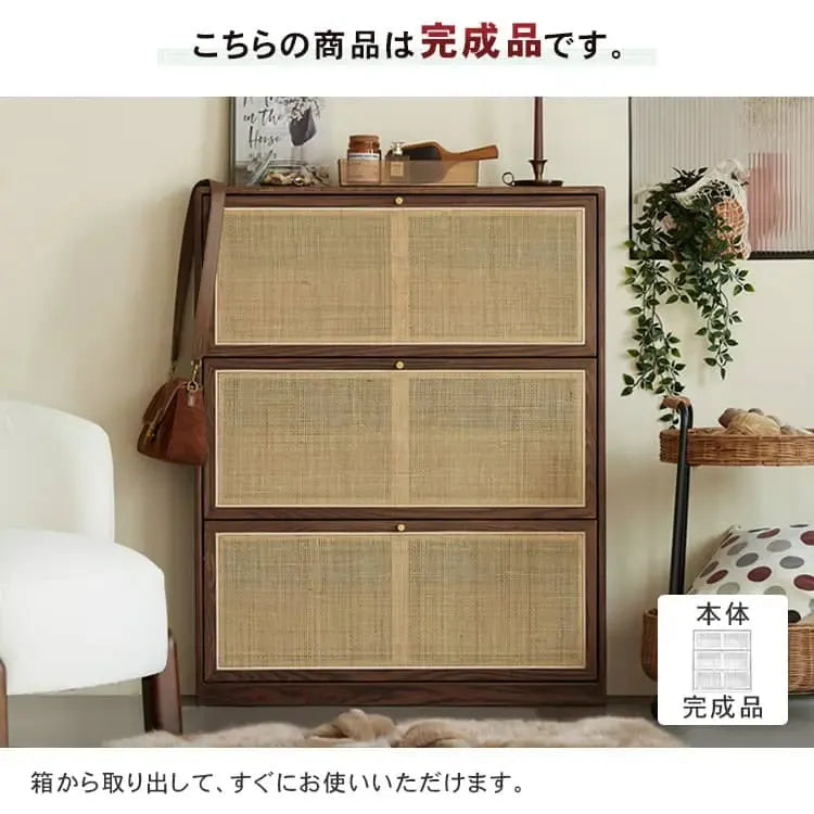 キャビネット ナチュラル ブラウン オーク材 キリ材 ラタン 真鍮 ysys-b3096-storage