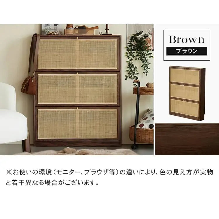 キャビネット ナチュラル ブラウン オーク材 キリ材 ラタン 真鍮 ysys-b3096-storage