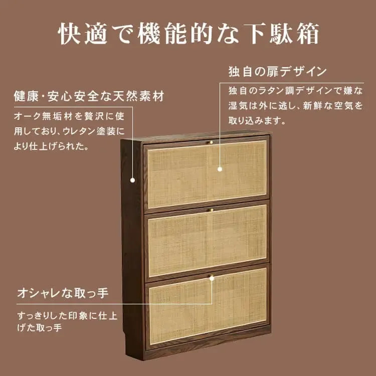 キャビネット ナチュラル ブラウン オーク材 キリ材 ラタン 真鍮 ysys-b3096-storage
