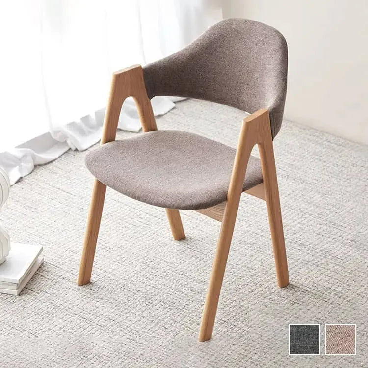 チェア グレー ブラウン オーク材 綿麻 ysys-b3124-chair