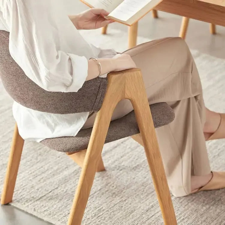 チェア グレー ブラウン オーク材 綿麻 ysys-b3124-chair