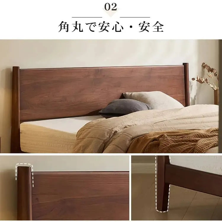 ベッド ブラウン ウォールナット材 ポプラ材 ysys-b5018-bed