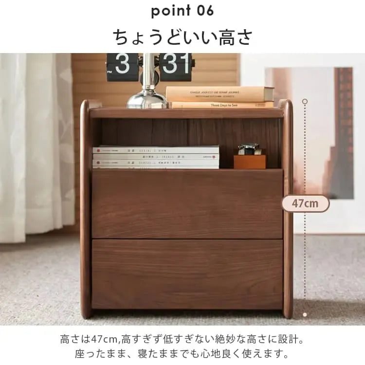 ナイトテーブル ブラウン ブラックウォールナット キリ材 ガラス ysys-b5026-nighttable