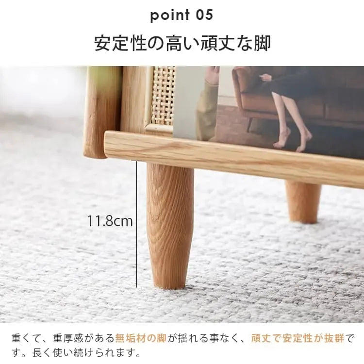 ナイトテーブル ナチュラル オーク材 キリ材 ラタン ysys-e7022-nighttable