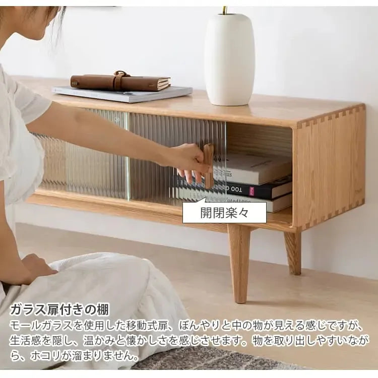 テレビ台 ナチュラル オーク材 キリ材 ガラス ysys-f8083-tvstand