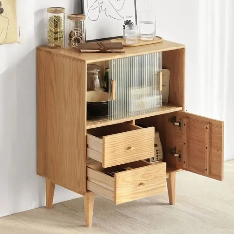 キャビネット ナチュラル オーク材 キリ材 ガラス 真鍮 ysys-f8103-cupboard