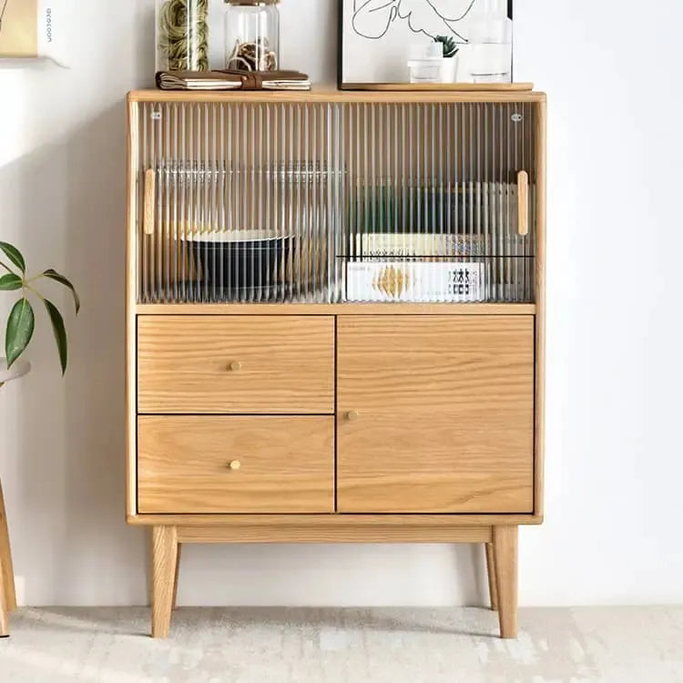 キャビネット ナチュラル オーク材 キリ材 ガラス 真鍮 ysys-f8103-cupboard