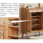 無垢材 下駄箱 ルーバー扉付きシューズボックス 引き出し付き 玄関収納 可動棚 ナチュラルオーク ブーツ対応 おしゃれ ysys-h9091