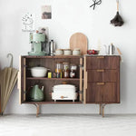 キャビネット ブラウン ウォールナット材 セラミック キリ材 ガラス 真鍮 ysys-i6141-cupboard