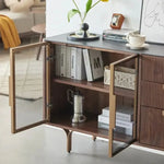 キャビネット ブラウン ウォールナット材 セラミック キリ材 ガラス 真鍮 ysys-i6141-cupboard