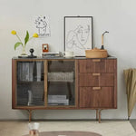 キャビネット ブラウン ウォールナット材 セラミック キリ材 ガラス 真鍮 ysys-i6141-cupboard