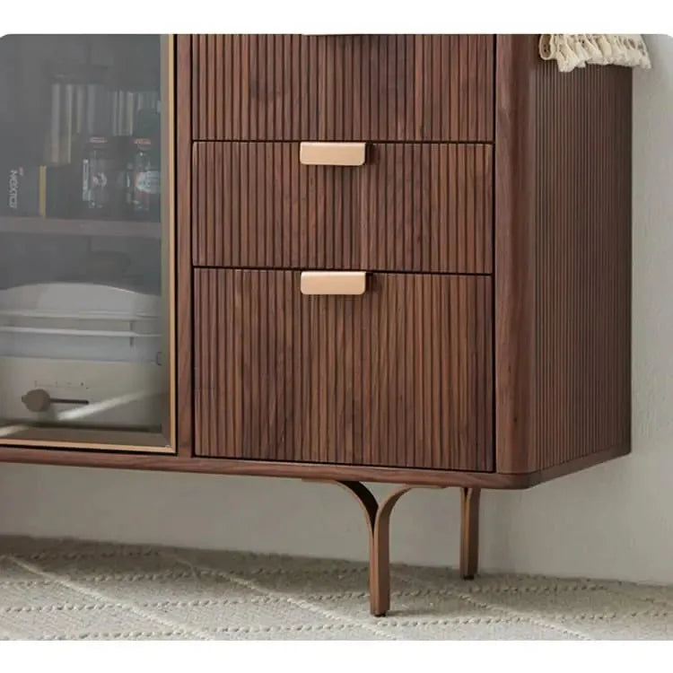 キャビネット ブラウン ウォールナット材 セラミック キリ材 ガラス 真鍮 ysys-i6141-cupboard