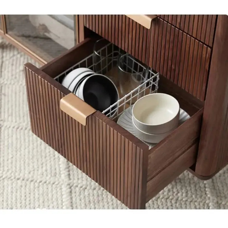 キャビネット ブラウン ウォールナット材 セラミック キリ材 ガラス 真鍮 ysys-i6141-cupboard