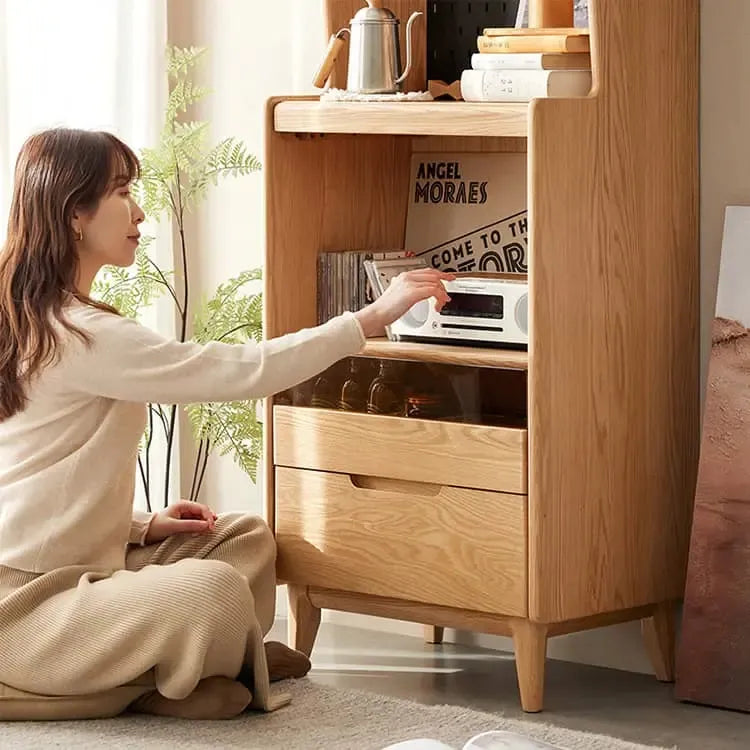 キャビネット ナチュラル オーク材 キリ材 ガラス ysys-l3141-cupboard