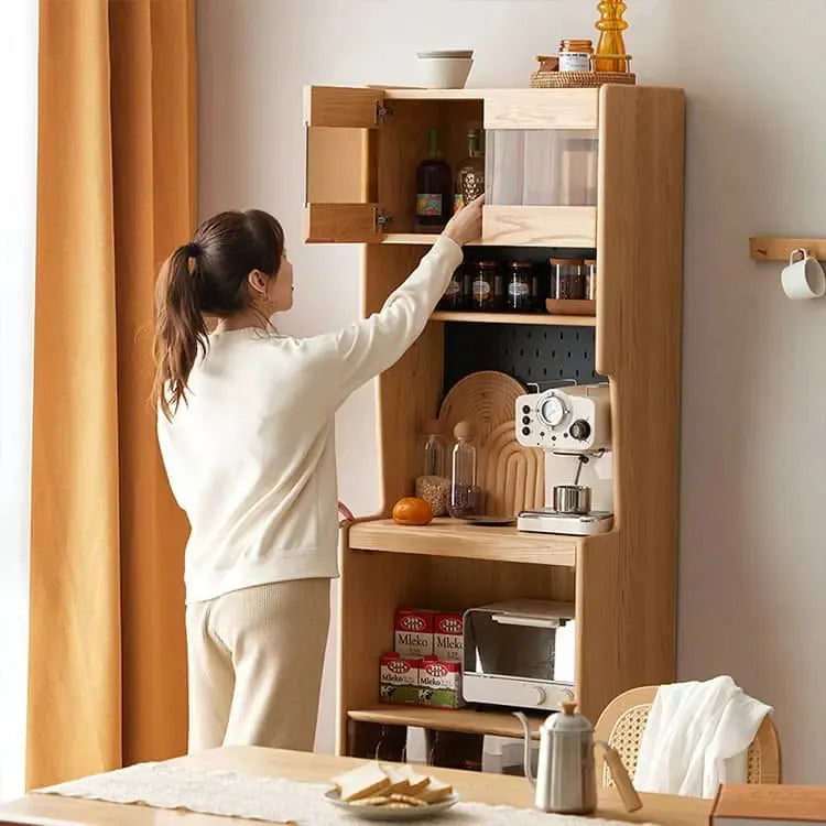 キャビネット ナチュラル オーク材 キリ材 ガラス ysys-l3141-cupboard