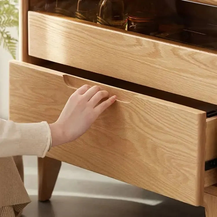 キャビネット ナチュラル オーク材 キリ材 ガラス ysys-l3141-cupboard