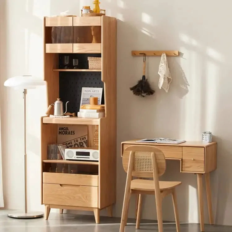 キャビネット ナチュラル オーク材 キリ材 ガラス ysys-l3141-cupboard