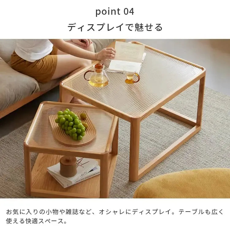 センターテーブル ナチュラル オーク材 ガラス ysys-l7072-table