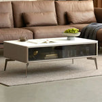 センターテーブル ホワイト セラミック カバ材 強化ガラス スチール キリ材 ysys-l8072-table