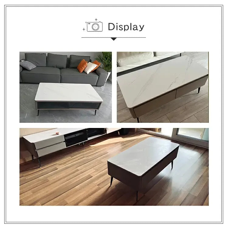 センターテーブル ホワイト セラミック カバ材 強化ガラス スチール キリ材 ysys-l8072-table