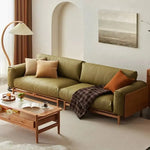 ソファー グリーン ブラウン チェリー材 エアレザー フェザー パイン ysys-s1057-sofa