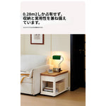 折りたたみ式 サイドテーブル ワゴン｜キャスター付き ナチュラルウッド調 ソファ横 テーブル リビング用 天板が回転します zz-0209-life